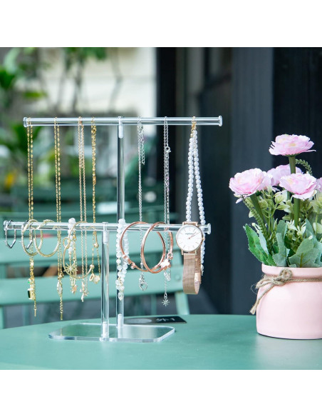 Soporte para Joyería Acrílico Transparente 2 Niveles Lengnoyp