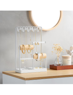 Soporte de Joyería Lolalet Blanco - Organizador Estético para Collares y Aretes 2