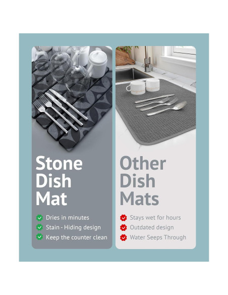 Alfombrilla de Secado de Piedra Diatomácea 60x39 cm Ecológica