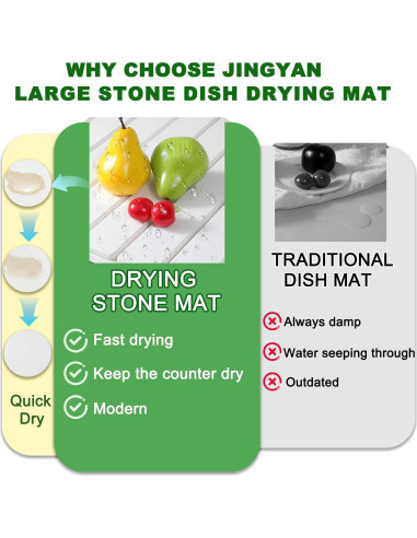 Alfombrilla de Secado de Piedra JINGYAN 61x41 cm Blanca