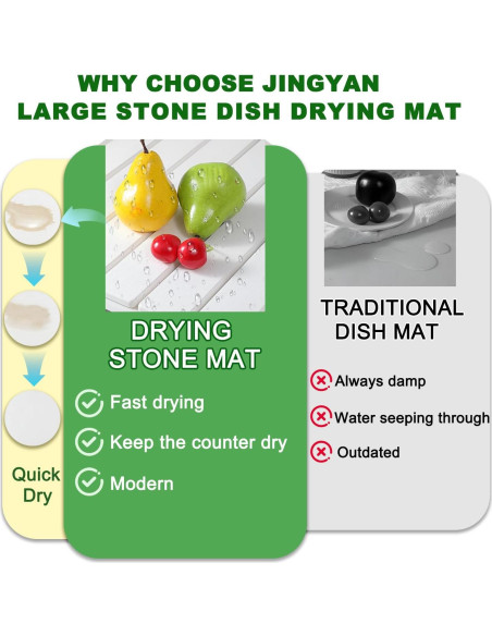 Alfombrilla de Secado de Piedra JINGYAN 61x41 cm Blanca