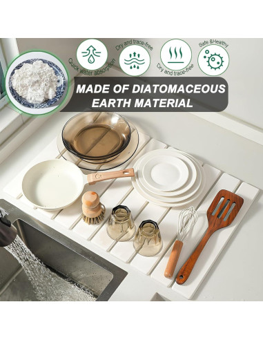 Alfombrilla de Secado de Piedra JINGYAN 61x41 cm Blanca