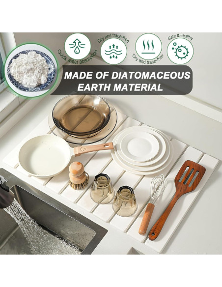 Alfombrilla de Secado de Piedra JINGYAN 61x41 cm Blanca