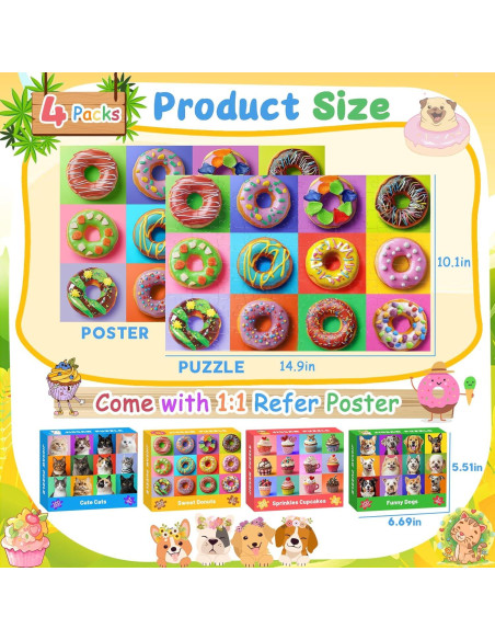 4 Rompecabezas de 100 Piezas para Niños Ciesa - Temas Divertidos