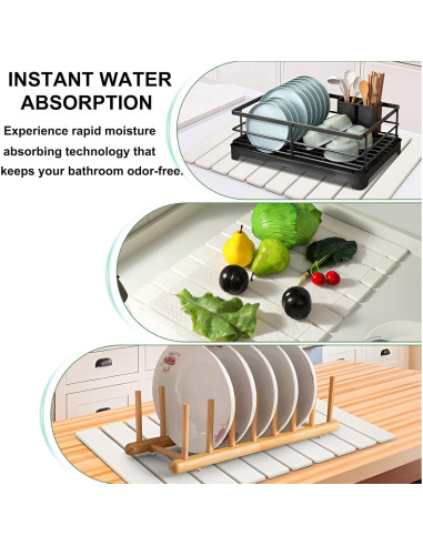 Alfombrilla de Secado de Piedra JINGYAN 61x41 cm Blanca