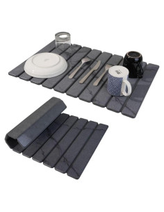 Alfombrilla de Secado de Piedra Yenyra 60x40 cm Gris Oscuro