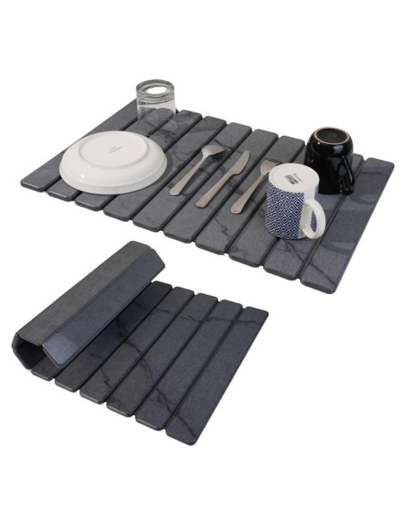 Alfombrilla de Secado de Piedra Yenyra 60x40 cm Gris Oscuro