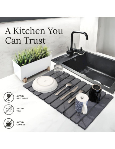 Alfombrilla de Secado de Piedra Yenyra 60x40 cm Gris Oscuro