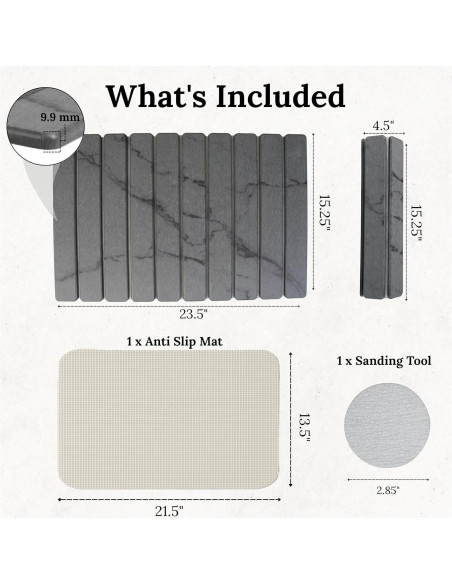 Alfombrilla de Secado de Piedra Yenyra 60x40 cm Gris Oscuro