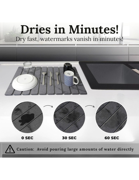 Alfombrilla de Secado de Piedra Yenyra 60x40 cm Gris Oscuro