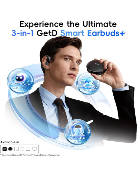 Auriculares de Traducción AI GetD Q16-H3, 42H, Bluetooth 5.4