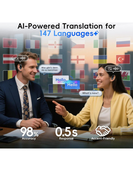 Auriculares de Traducción AI GetD Q16-H3, 42H, Bluetooth 5.4
