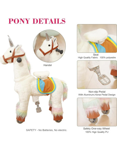 PonyFunny Unicornio de Montar para Bebés 6.31 kg 66x31x72 cm