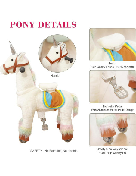 PonyFunny Unicornio de Montar para Bebés 6.31 kg 66x31x72 cm