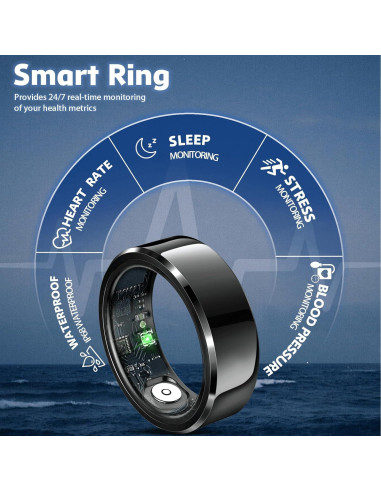 Anillo Inteligente Uaunega IP68 Monitoreo de Sueño y Salud