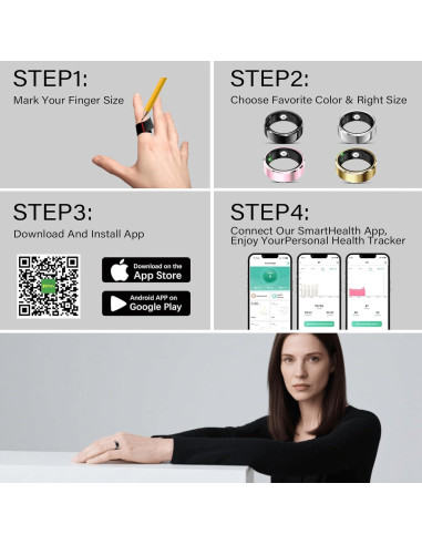 Anillo Inteligente Uaunega IP68 Monitoreo de Sueño y Salud