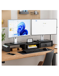 Soporte Doble Monitor VERSASKY Ajustable Ergonómico Negro