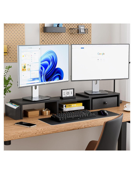 Soporte Doble Monitor VERSASKY Ajustable Ergonómico Negro