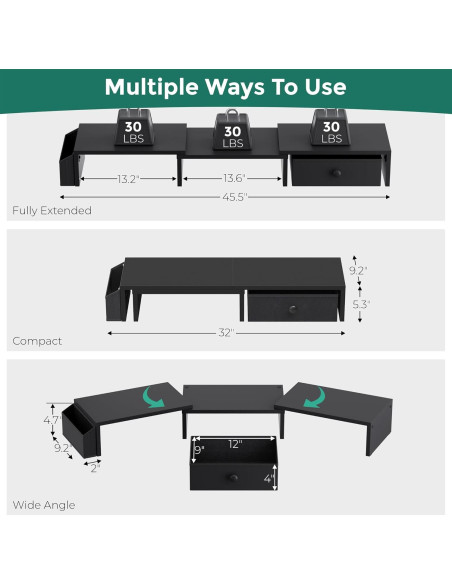 Soporte Doble Monitor VERSASKY Ajustable Ergonómico Negro