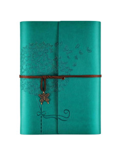 Cuaderno de Piel OMEYA A5 Azul Recargable con Bolsillos