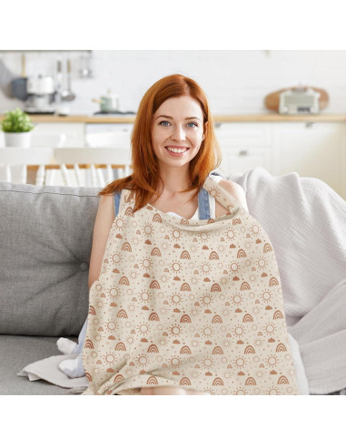 Cubierta de Lactancia MEXXI 100% Algodón Doble Capa Beige 109x76 cm