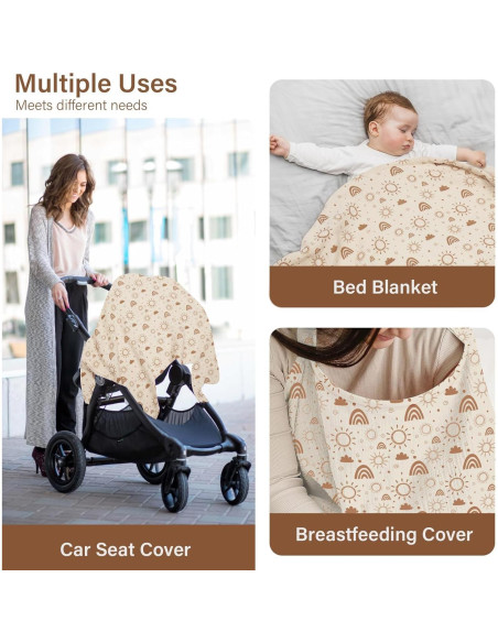 Cubierta de Lactancia MEXXI 100% Algodón Doble Capa Beige 109x76 cm