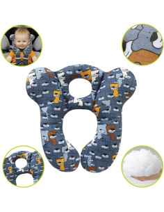 Almohada de Viaje para Bebés DEEZOMO Oso Azul Suave y Lavable 2