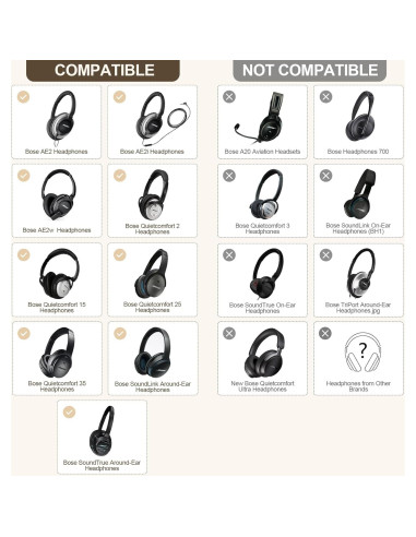 Almohadillas de Reemplazo Aurivor para Auriculares Bose QC 35/25/15