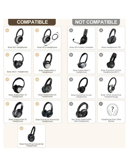 Almohadillas de Reemplazo Aurivor para Auriculares Bose QC 35/25/15 Almohadillas de Reemplazo Aurivor para Auriculares Bose QC 35/25/15