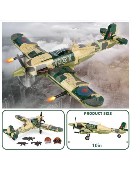 Set de Construcción Avión de Combate Spitfire TOY PLAYER 290 Piezas