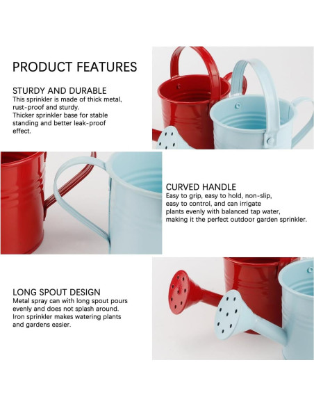 2 Regaderas de Metal para Niños LNQ LUNIQI 200ml Azul/Rojo