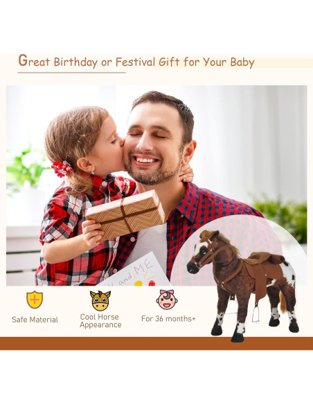 Caballo de Montar Qaba para Niños 3 a 5 Años con Sonido
