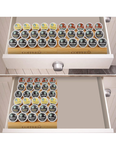 Soporte para Cápsulas de Café MinBoo de Bambú - 2 Piezas, 30 K-Cups