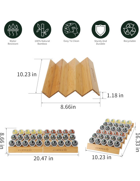 Soporte para Cápsulas de Café MinBoo de Bambú - 2 Piezas, 30 K-Cups