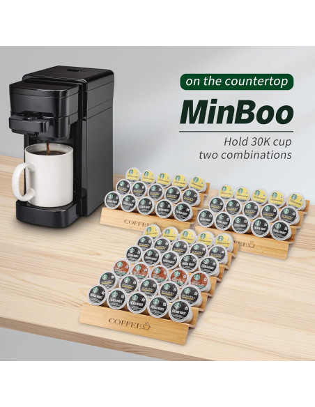 Soporte para Cápsulas de Café MinBoo de Bambú - 2 Piezas, 30 K-Cups