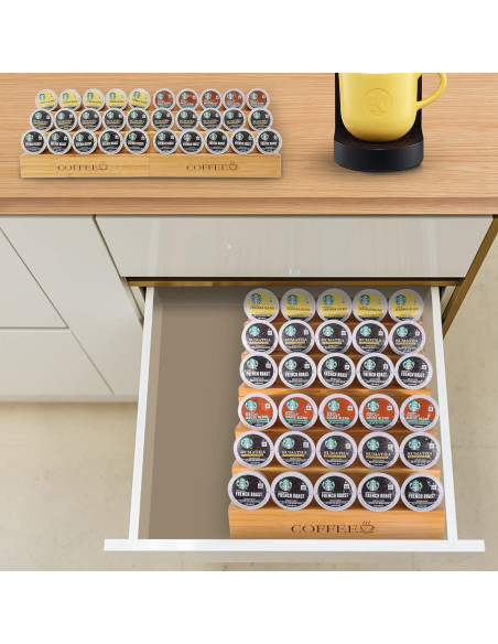 Soporte para Cápsulas de Café MinBoo de Bambú - 2 Piezas, 30 K-Cups