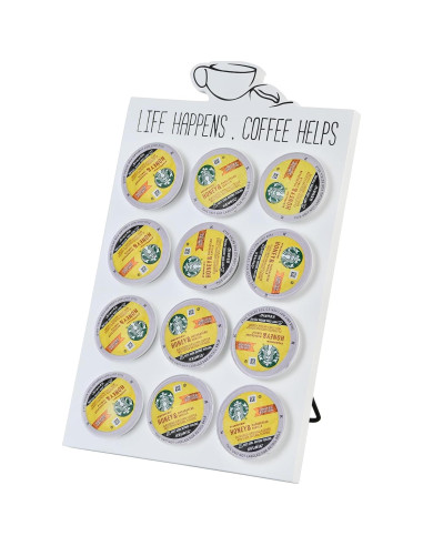 Organizador de K Cup ESON de 12 cápsulas, madera blanca