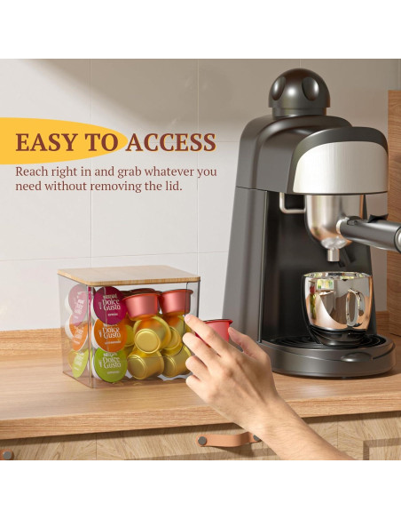 Soporte para Cápsulas de Café VANZAVANZU 2-Pack Acrílico con Tapa de Bambú