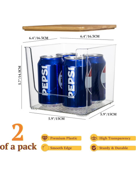 Soporte para Cápsulas de Café VANZAVANZU 2-Pack Acrílico con Tapa de Bambú