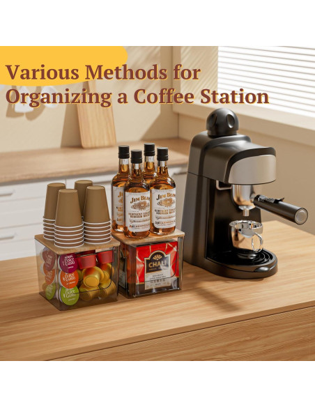 Soporte para Cápsulas de Café VANZAVANZU 2-Pack Acrílico con Tapa de Bambú