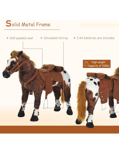 Caballo de Montar Qaba para Niños 3 a 5 Años con Sonido