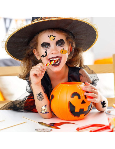 288 Tatuajes Temporales Halloween Niños - 39 Diseños Divertidos