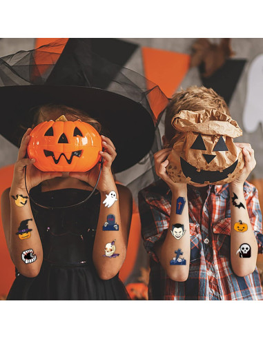 288 Tatuajes Temporales Halloween Niños - 39 Diseños Divertidos
