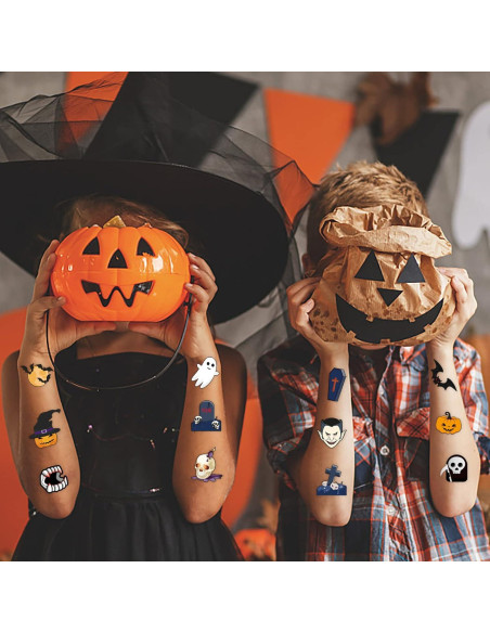288 Tatuajes Temporales Halloween Niños - 39 Diseños Divertidos