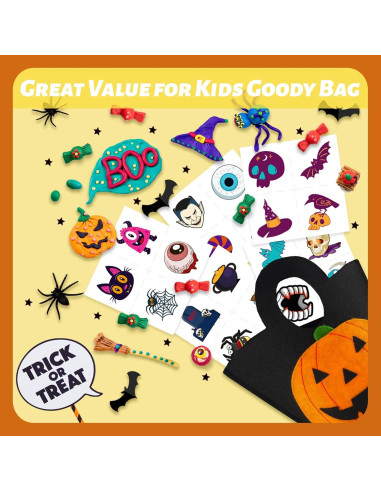 288 Tatuajes Temporales Halloween Niños - 39 Diseños Divertidos