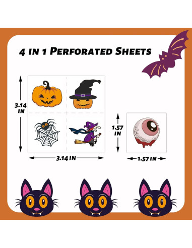 288 Tatuajes Temporales Halloween Niños - 39 Diseños Divertidos