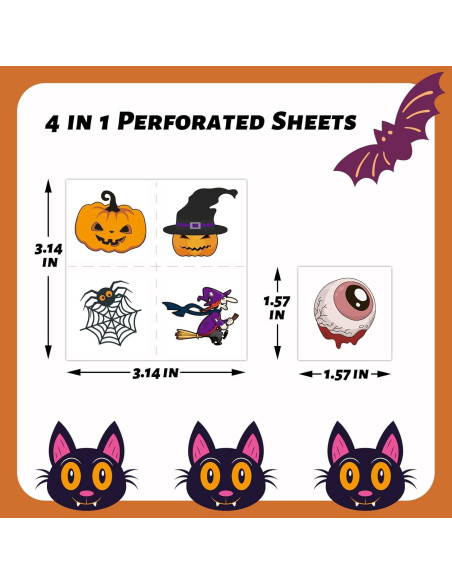 288 Tatuajes Temporales Halloween Niños - 39 Diseños Divertidos