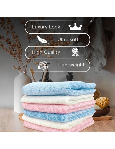 Toallitas Faciales Reutilizables Ellie Cove 100% Rayón Bambú Set 6