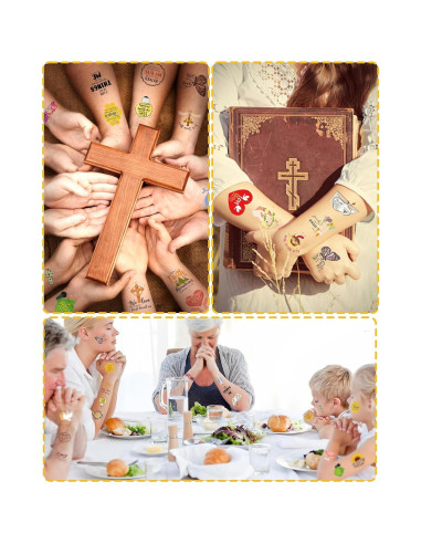 132 Tatuajes Temporales Religiosos Cristianos - 20 Hojas