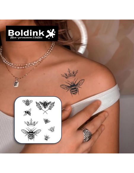Tatuajes Semipermanentes Boldink Abejas 10x7cm - A Prueba de Agua